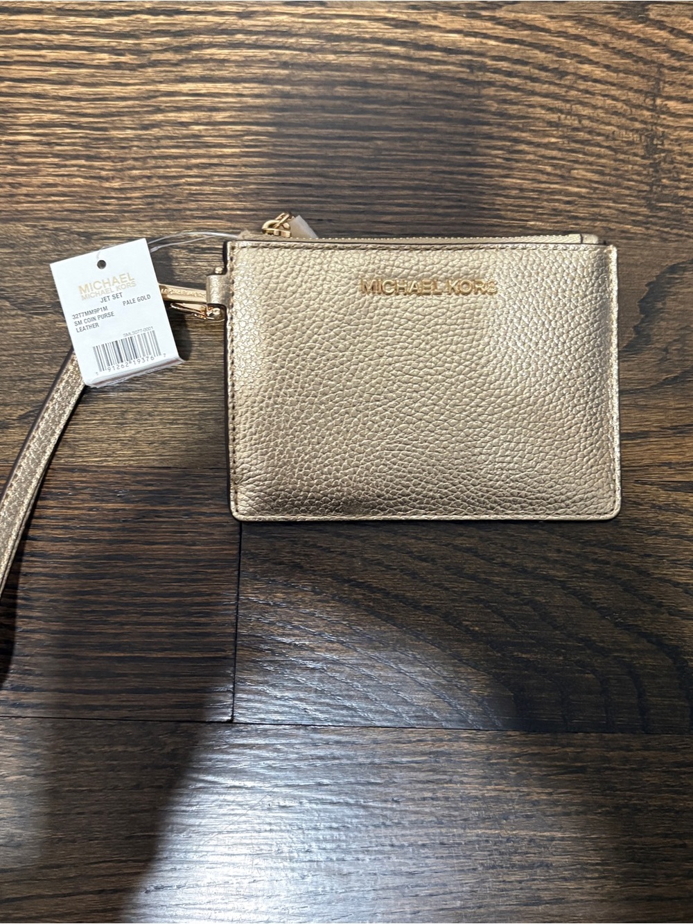 Michael Kors Gold Metallic Leather Wristlet Card Holder